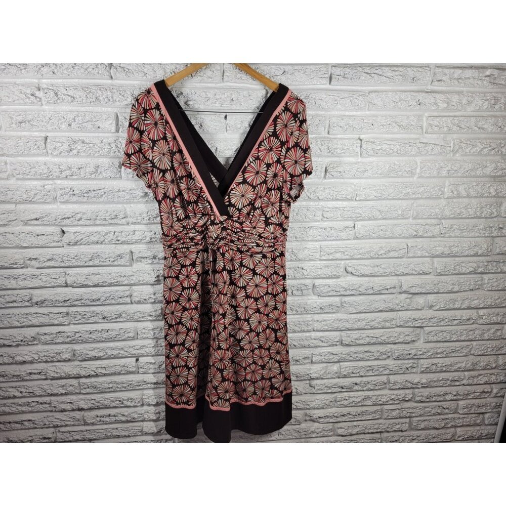 Studio I Women's Plus Size 18W Pink Geometric V-Neck‎ Sheath Dress Career GEO25E
